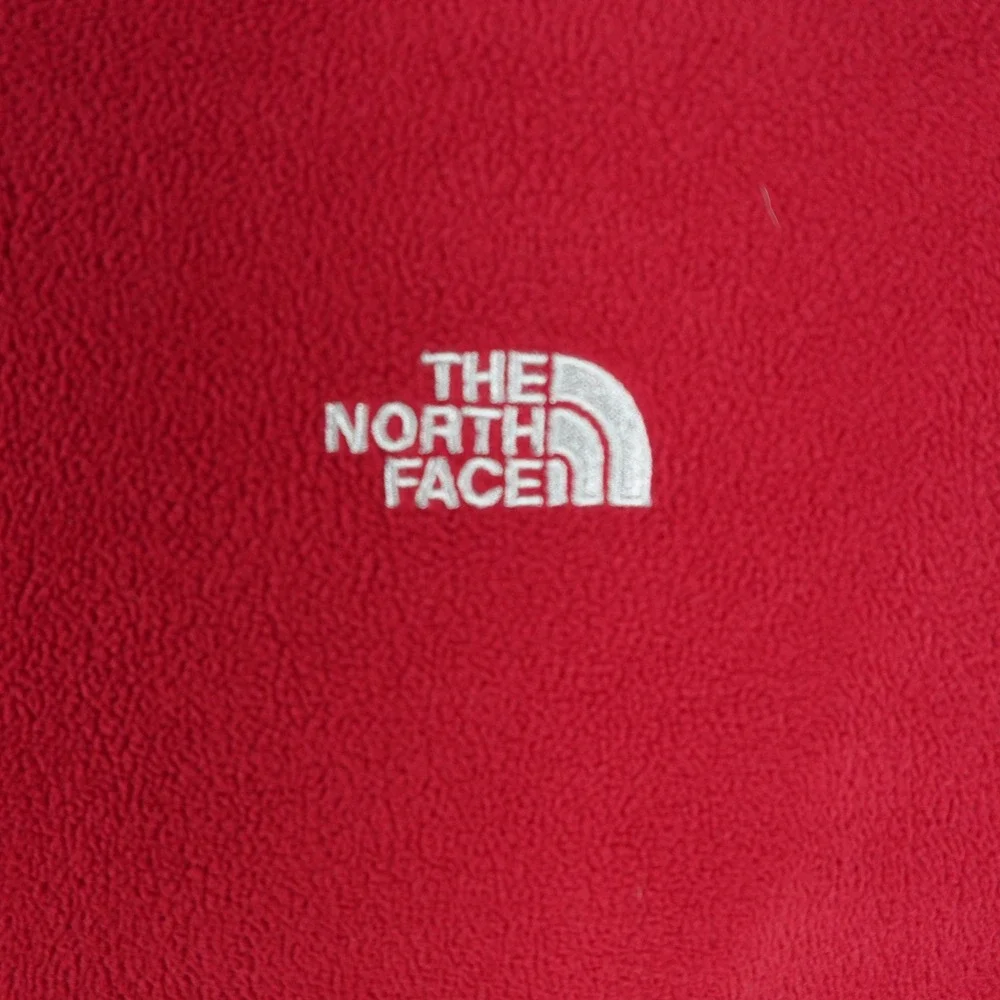 The North Face Pullover Mens Large Red Polartec‎ Fleece 1/4 Zip Logo Sweatshirt